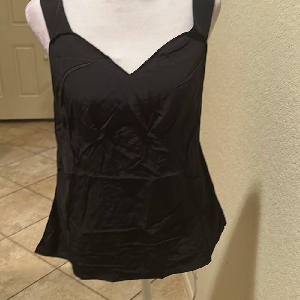 Miu Miu Sleeveless Peplum Tank Top Black Silk Sweetheart Neck Quiet Luxury Chic